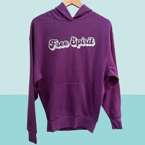 NEW Spring + Mercer Women's Free Spirit Graphic Hoodie Sweatshirt Purple  XS